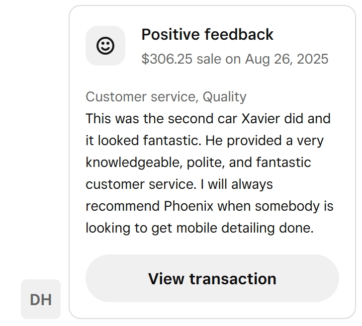 testimonial mobile detailing woodlake